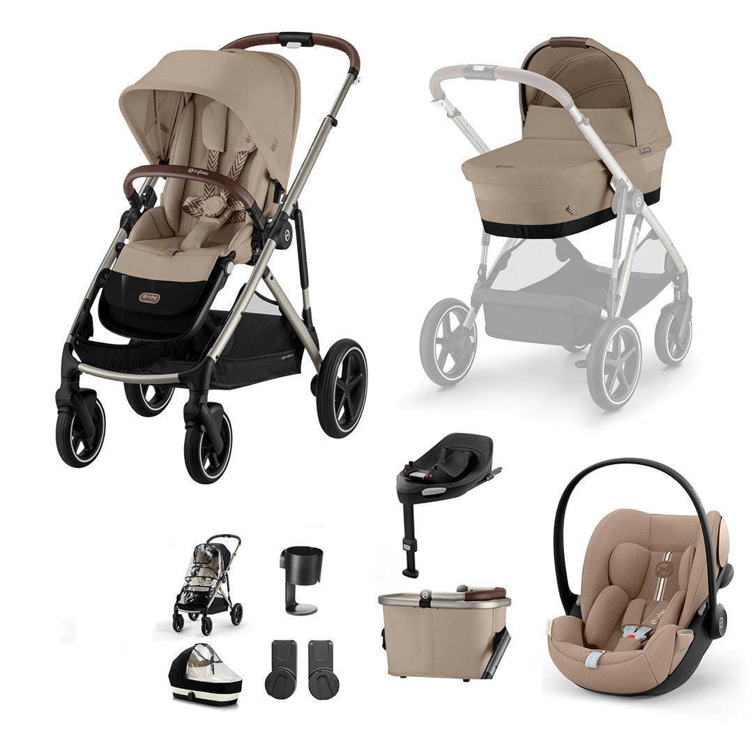 CYBEX Gazelle S + Cloud G Travel System-Travel Systems-Almond Beige-With Base | Natural Baby Shower