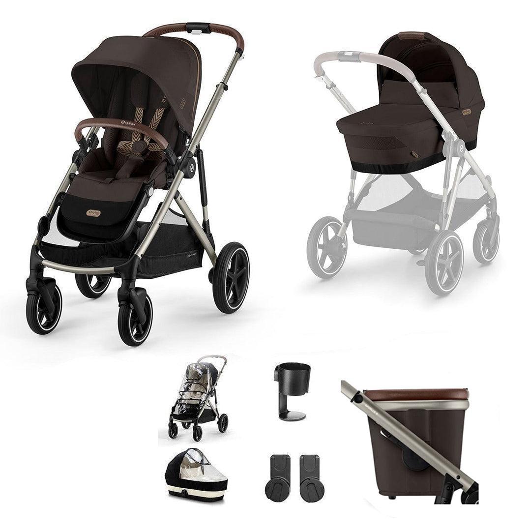 CYBEX Gazelle S Essential Pushchair Bundle-Stroller Bundles-Almond Beige-No Footmuff | Natural Baby Shower