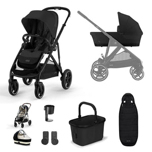 CYBEX Gazelle S Essential Bundle - Moon Black-Stroller Bundles-Moon Black-CYBEX Gold Footmuff | Natural Baby Shower