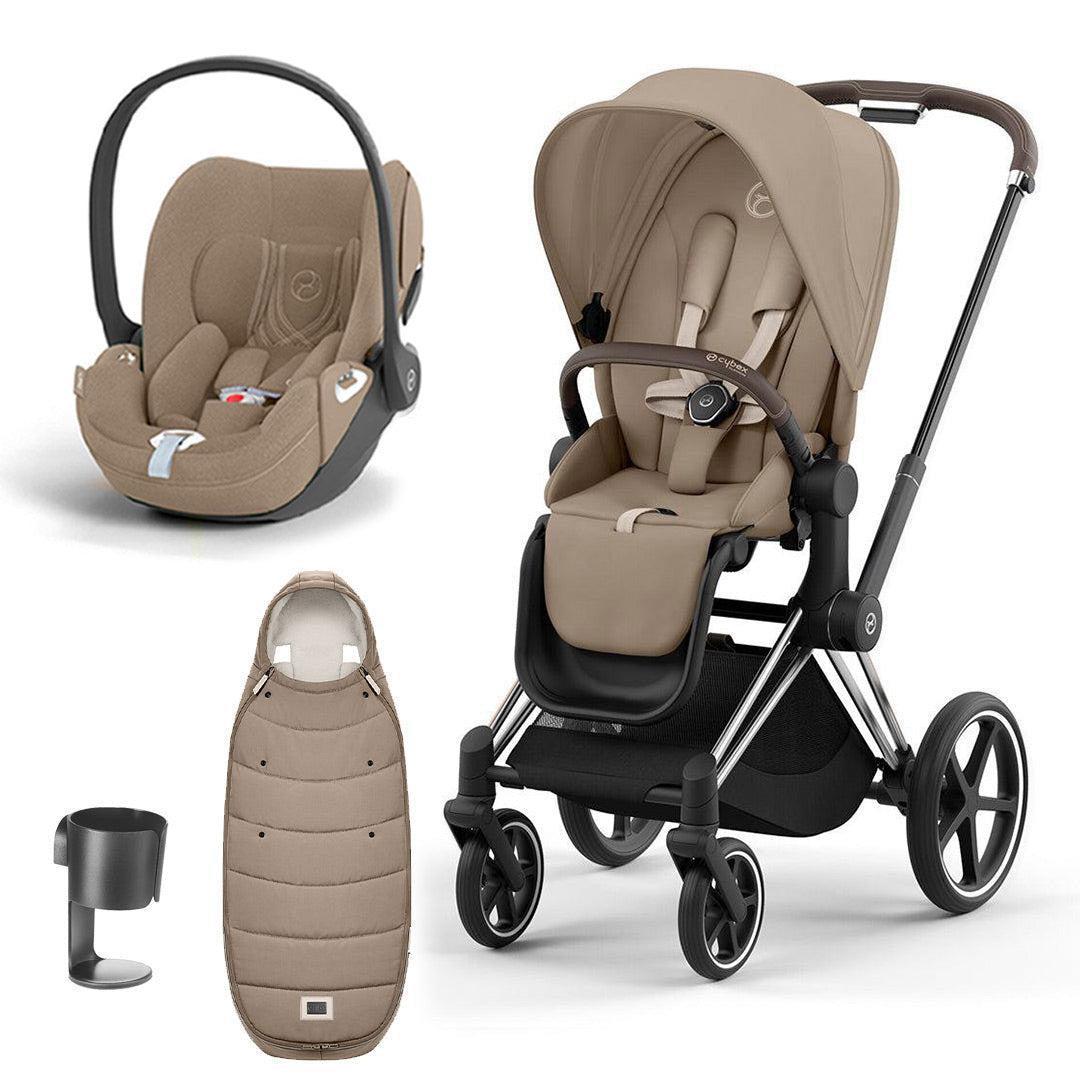 CYBEX Priam Cloud T Ultimate Travel System - Cozy Beige-Travel Systems-Chrome Brown-None | Natural Baby Shower