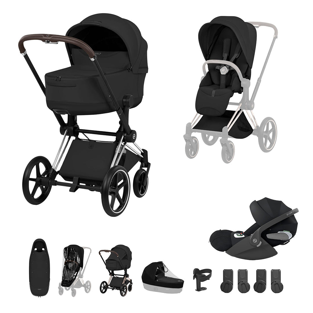 Cybex Priam Ultimate Accessory Bundle - Style Collection-Travel Systems-Sepia Black-Chrome Brown | Natural Baby Shower