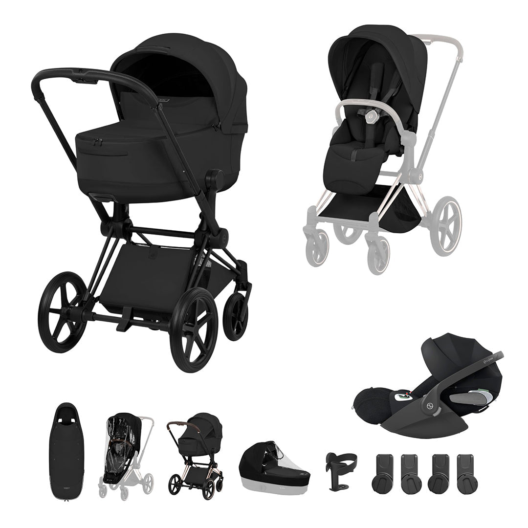 Cybex Priam Ultimate Accessory Bundle - Style Collection-Travel Systems-Sepia Black-Matt Black | Natural Baby Shower