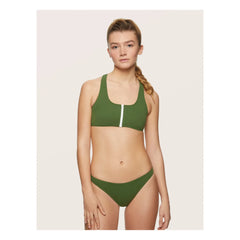 Miska Paris - Zip-up Bikini Top | Khaki