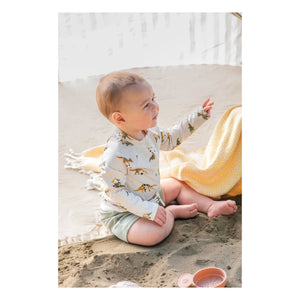 Petit Lem - Dinosaur Recycled Fiber UV Protective T-Shirt and Shorts Set | Khaki