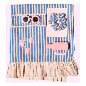 Jera Mini - Striped Ruffled Beach Towel | Light Pink