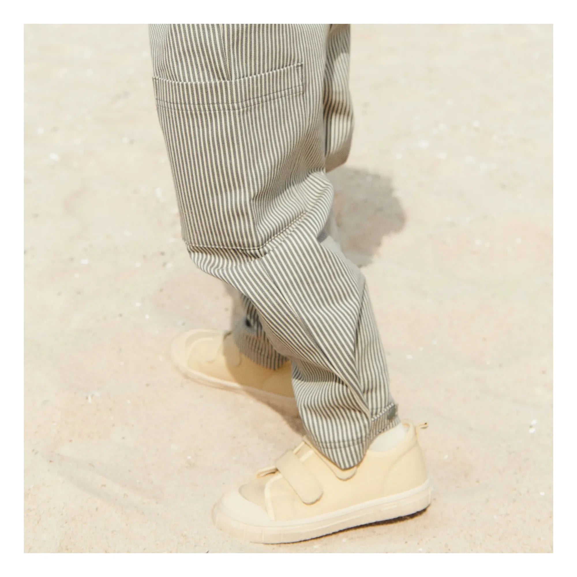 Wheat - Kalloa Striped Organic Cotton Trousers | Gray