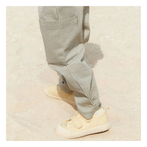 Wheat - Kalloa Striped Organic Cotton Trousers | Gray