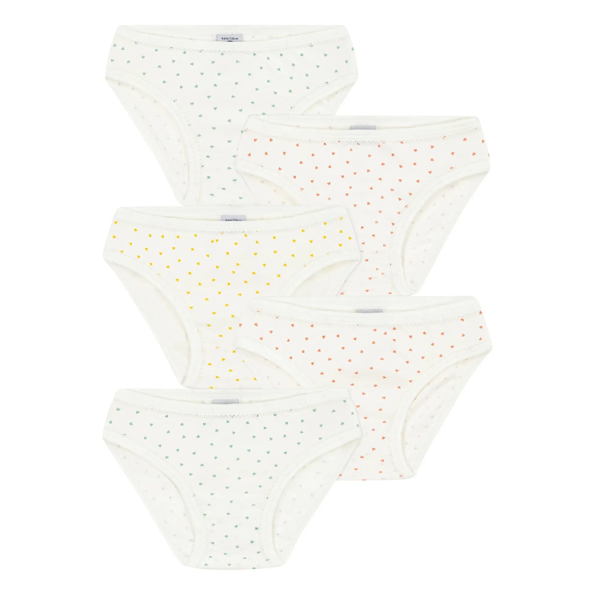 Petit Bateau - 5-Pack Mini Heart Underwear | Ecru