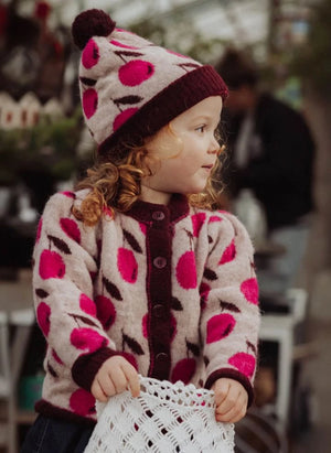 Fliink - Star Cherries Alpaca Wool Cardigan | Pink