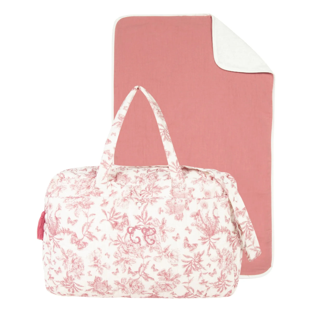 Tartine et Chocolat - Toile de Jouy Changing Bag and Mat | Pink