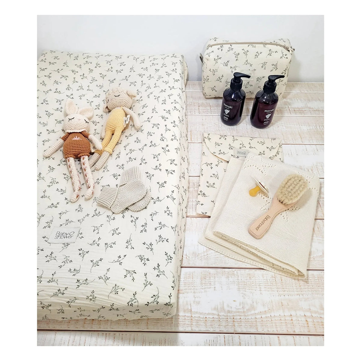 Babyshower - Changing Pad Cover Olive | Ecru