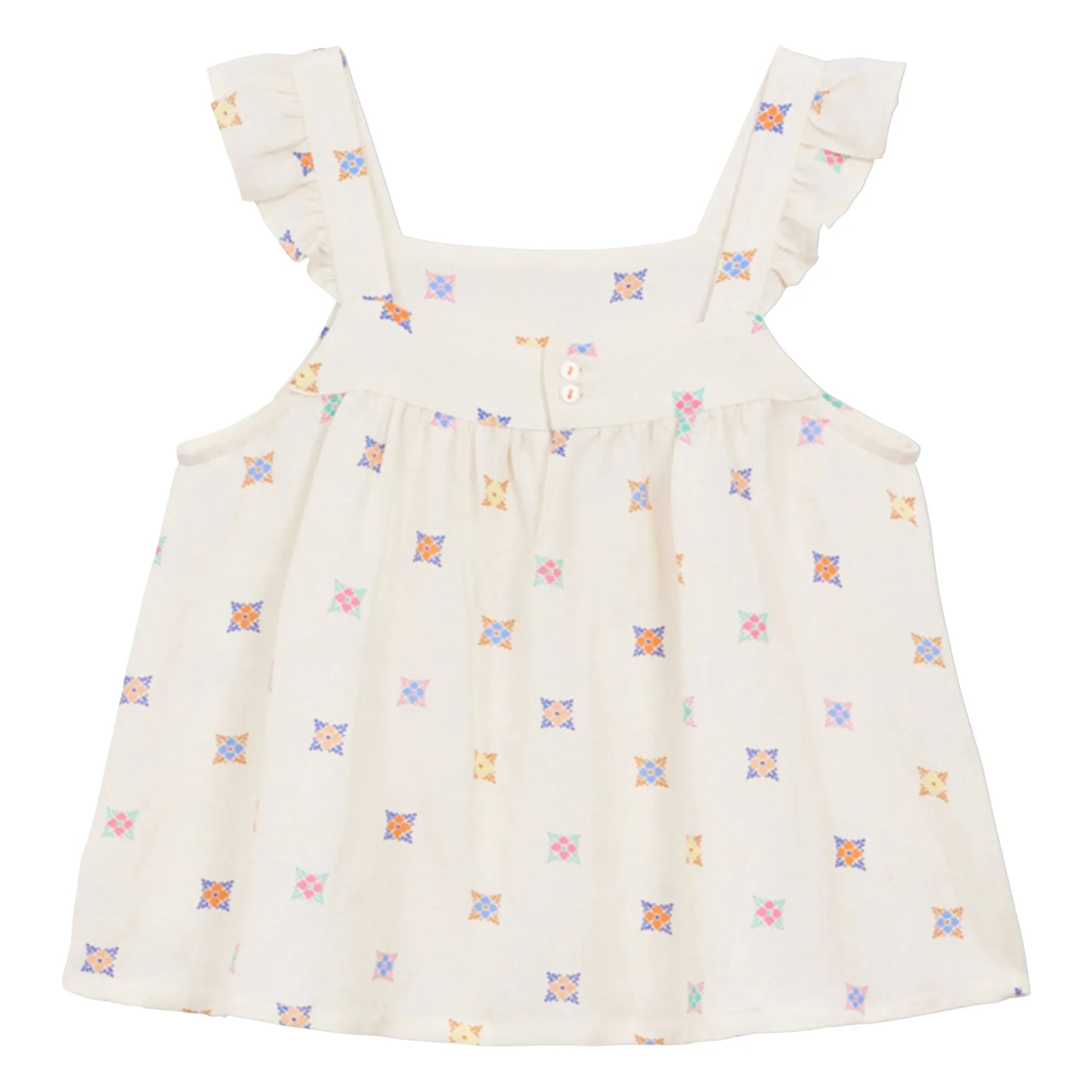 Arsène et Les Pipelettes - Organic Cotton Voile Floral Strapless Top | Ecru