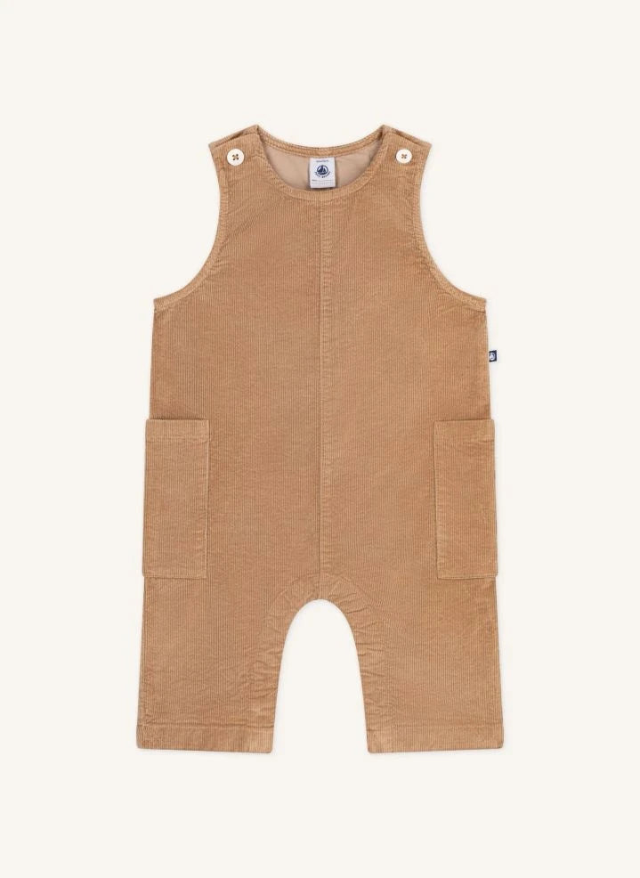 Petit Bateau - Organik Pamuklu Kadife Tulum | Camel