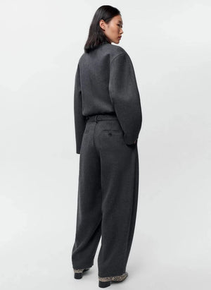 Cordera - Curved Wool Trousers | Charcoal Grey