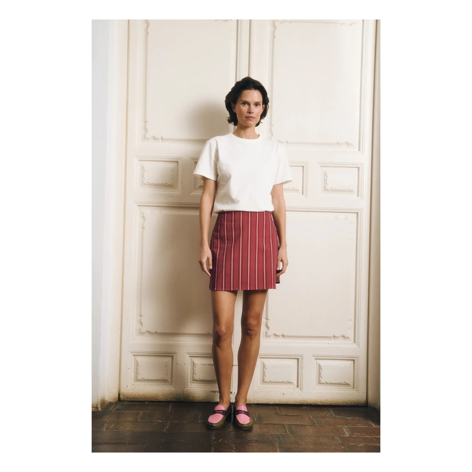 Maria de la Orden - Selena Cotton Striped Skirt | Red