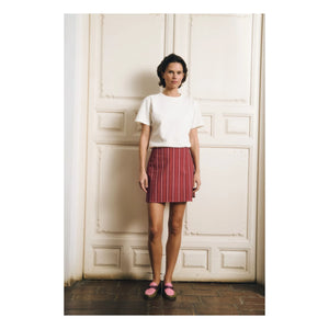 Maria de la Orden - Selena Cotton Striped Skirt | Red