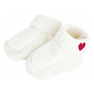Petit Bateau - Organic Cotton Heart Knit Slippers | White
