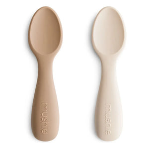Mushie - Silikon alıştırma çatal kaşık | Bej