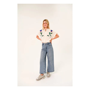 Sacrécoeur - Maya Embroidered Blouse Corolle Cotton Voile | White