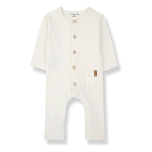 1+ in the family - Caproig Ribbed Pajamas | White