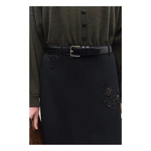 Cordera - Classic Crocodile Pattern Leather Belt | Black