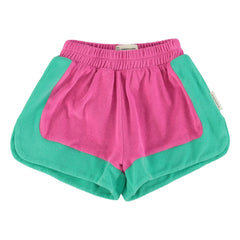 Piupiuchick - Color Block Organic Cotton Towel Shorts | Fuchsia
