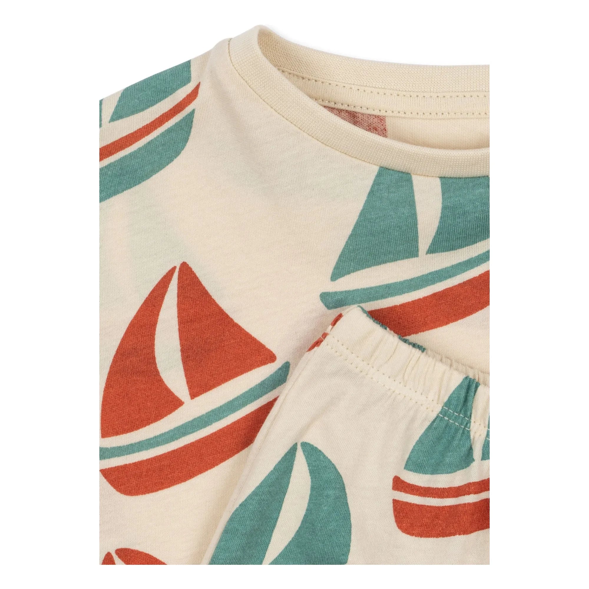 Konges Sløjd - Famo Bateaux Organic Cotton T-Shirt and Shorts Set | Beige