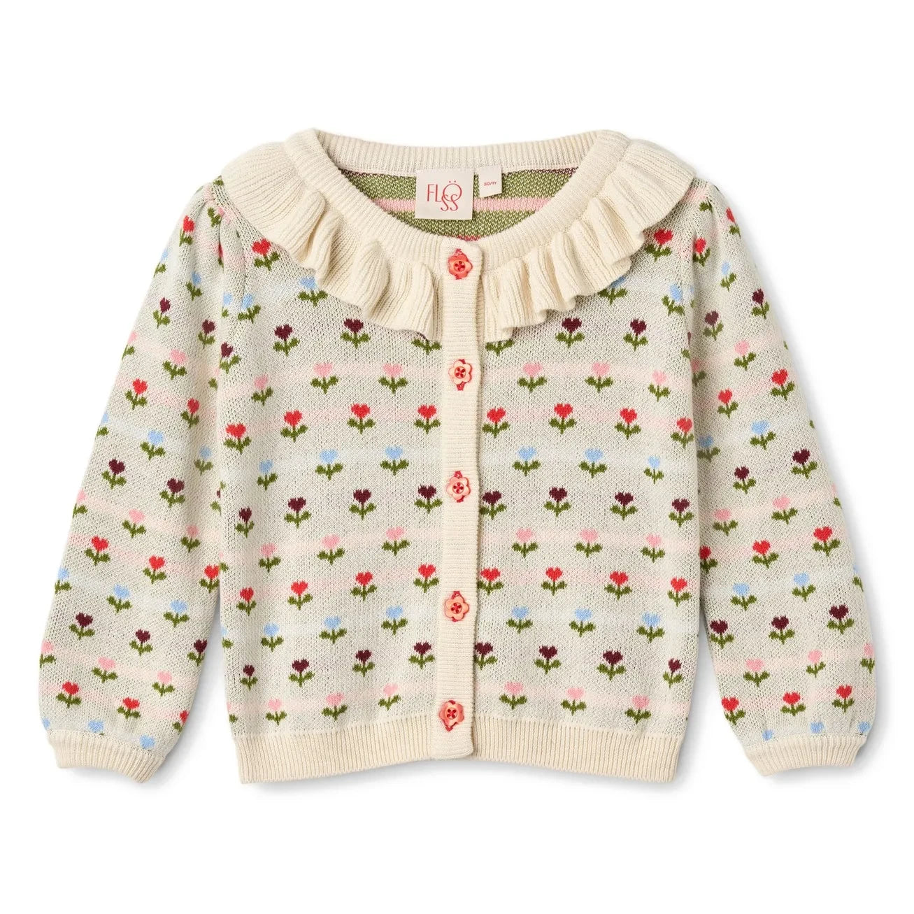 Flöss - Annabelle Çiçek Desenli Hırka | Krem