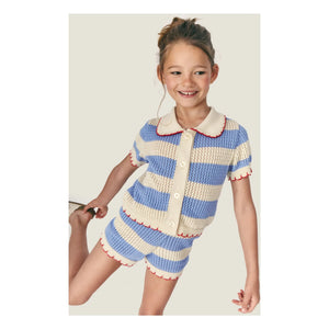 Mipounet - Striped Vita Crochet Cardigan | Blue