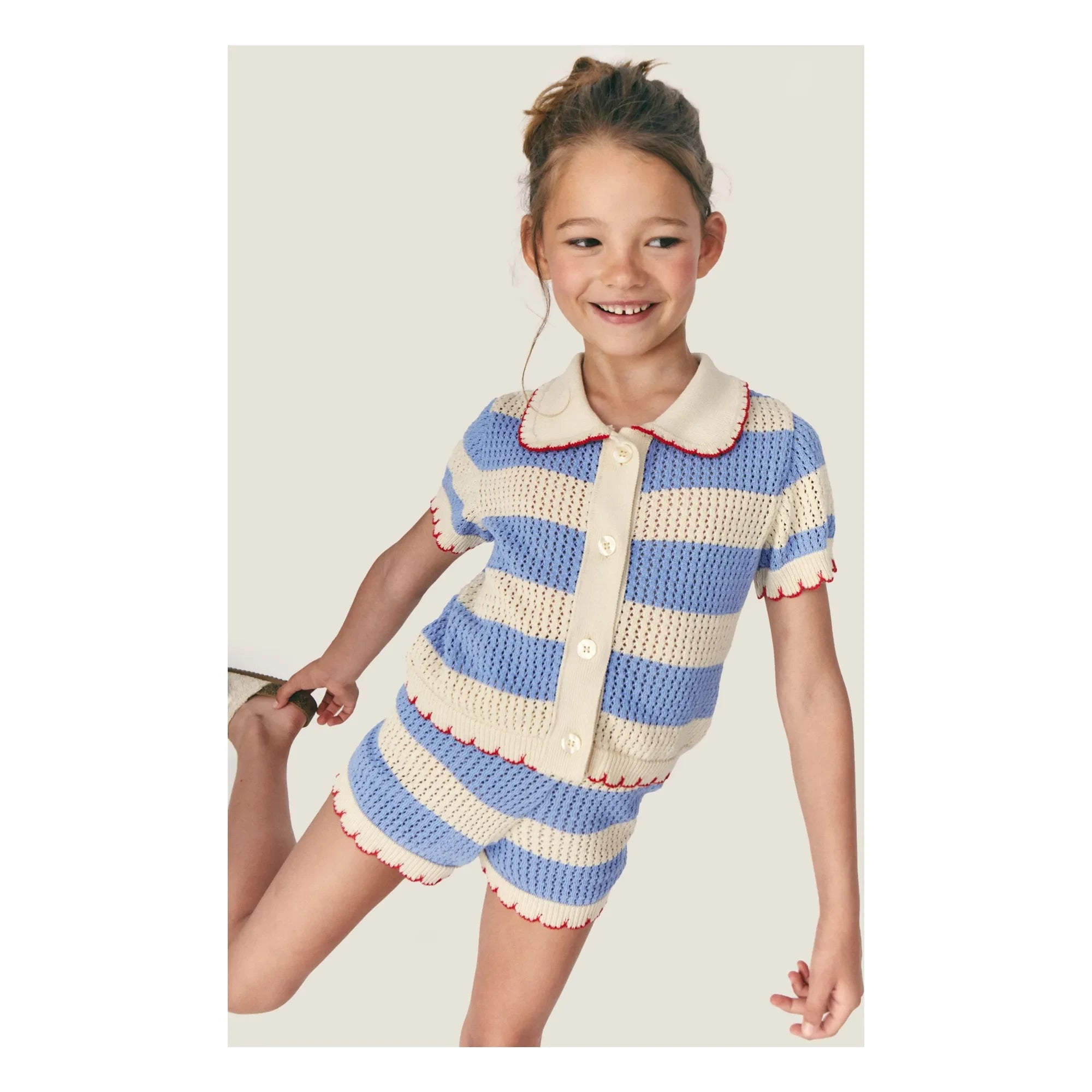Mipounet - Striped Vita Crochet Cardigan | Blue