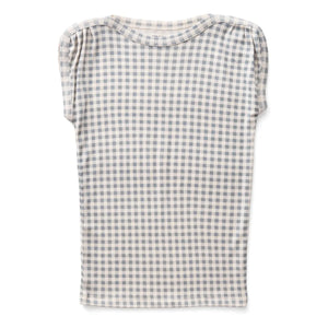 Soor Ploom - Sundae Gingham Organic Cotton Drawstring T-Shirt | Ice Blue