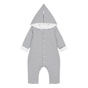 Petit Bateau - Long Hooded Romper | Navy Blue
