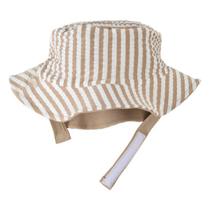 Petit Lem - Inside Out Anti-UV Striped Seersucker Hat Recycled Fibers | Beige