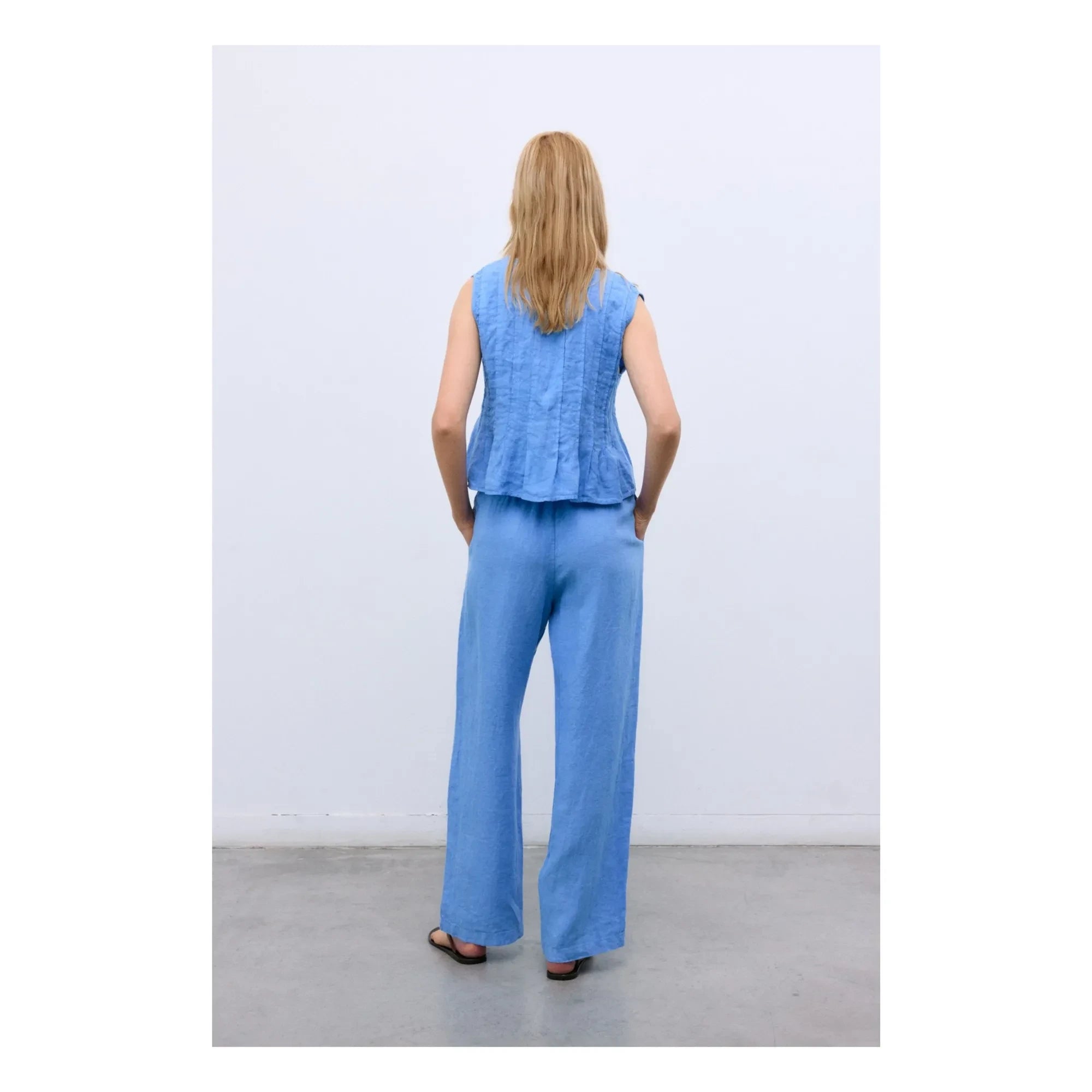the new society - Melissa Linen Pants | Blue