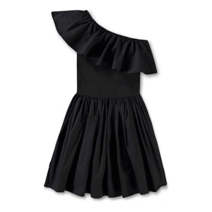 Molo - Chloey Organic Cotton Asymmetrical Ruffled Dress | Black
