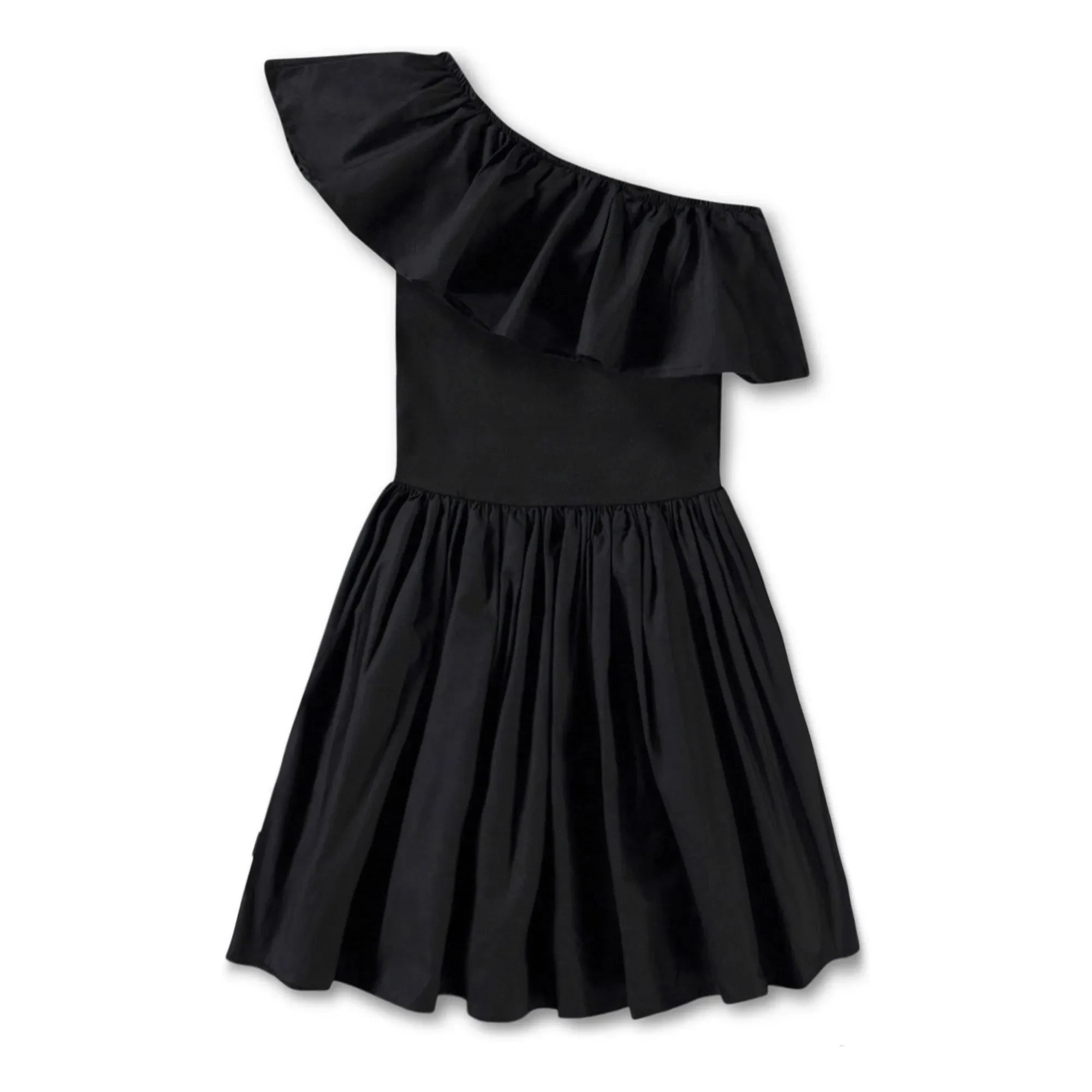 Molo - Chloey Organic Cotton Asymmetrical Ruffled Dress | Black