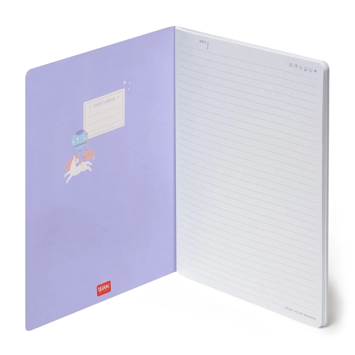 Legami - Resimli Sert Kapaklı Çizgili B5 Defter - Tek Boynuzlu At