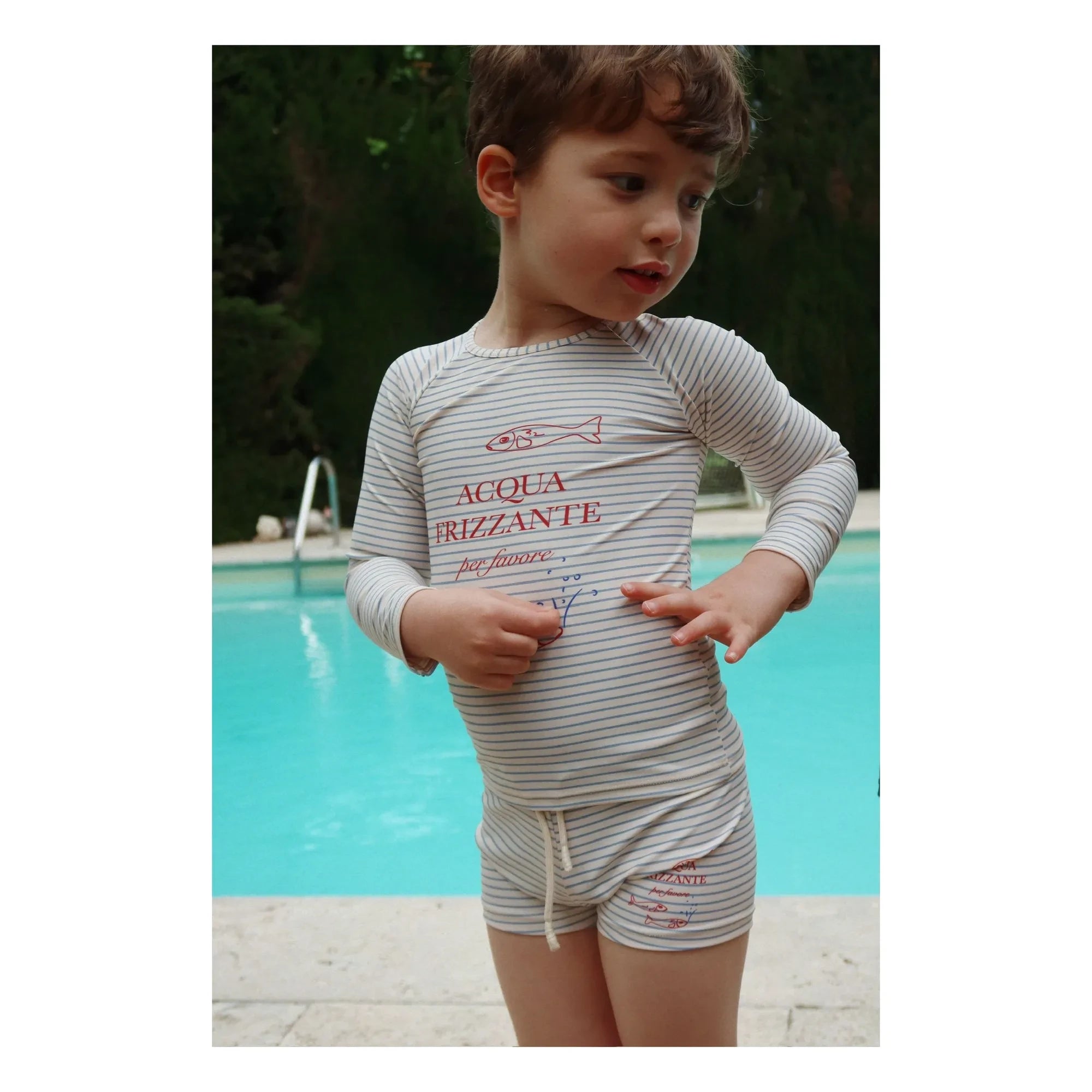 Konges Sløjd - Aster Striped UV Protection Bath T-Shirt Recycled Fiber | Beige