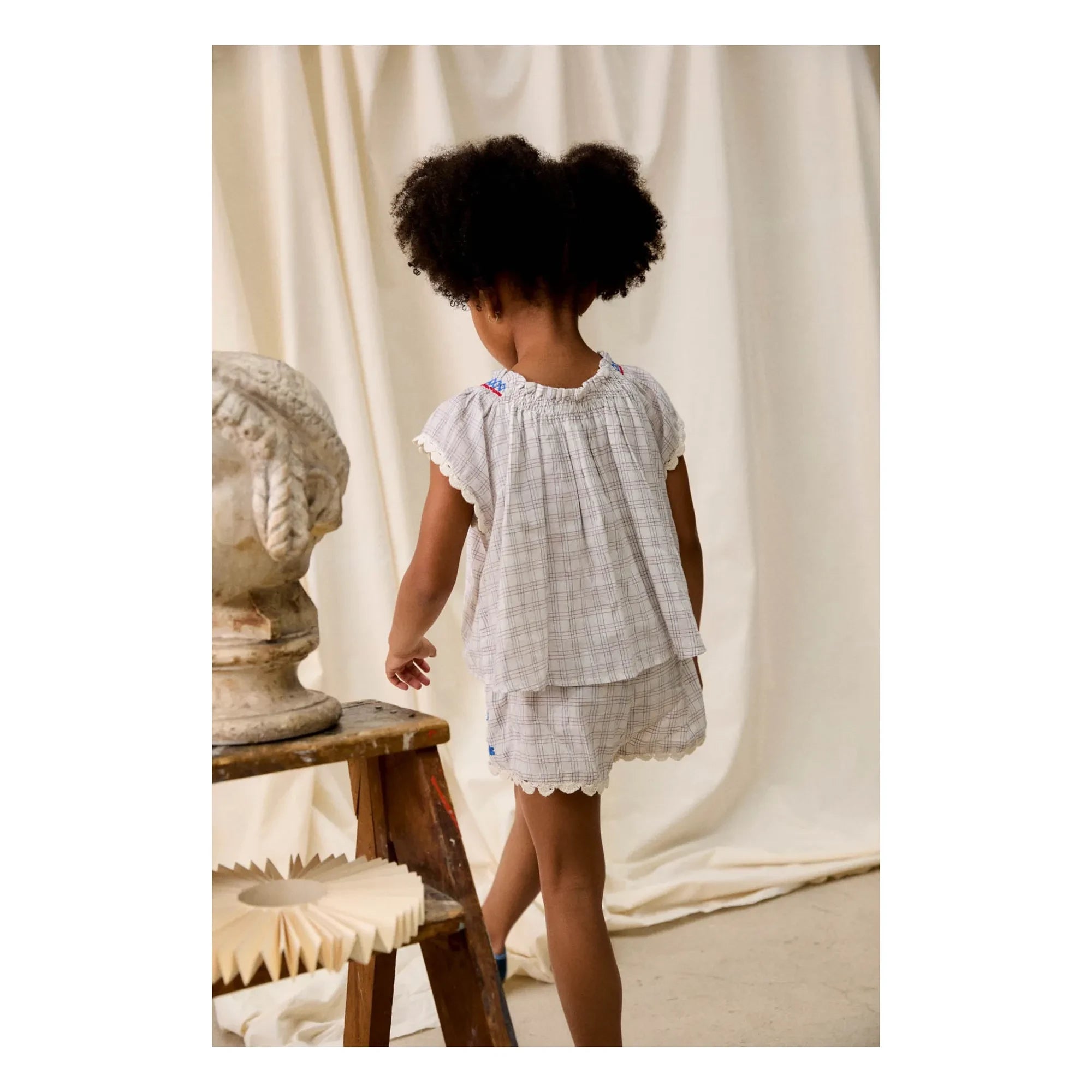 Louise Misha - Perla Blouse Organic Cotton Tiles | Cream