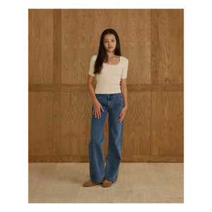 Rylee + Cru - İstiridye Kenarlı Tişört | Ekru