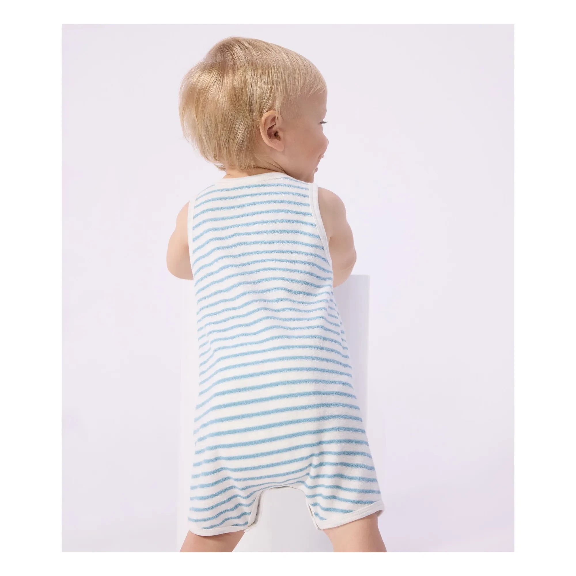 Petit Bateau - Striped Towel Romper | Blue