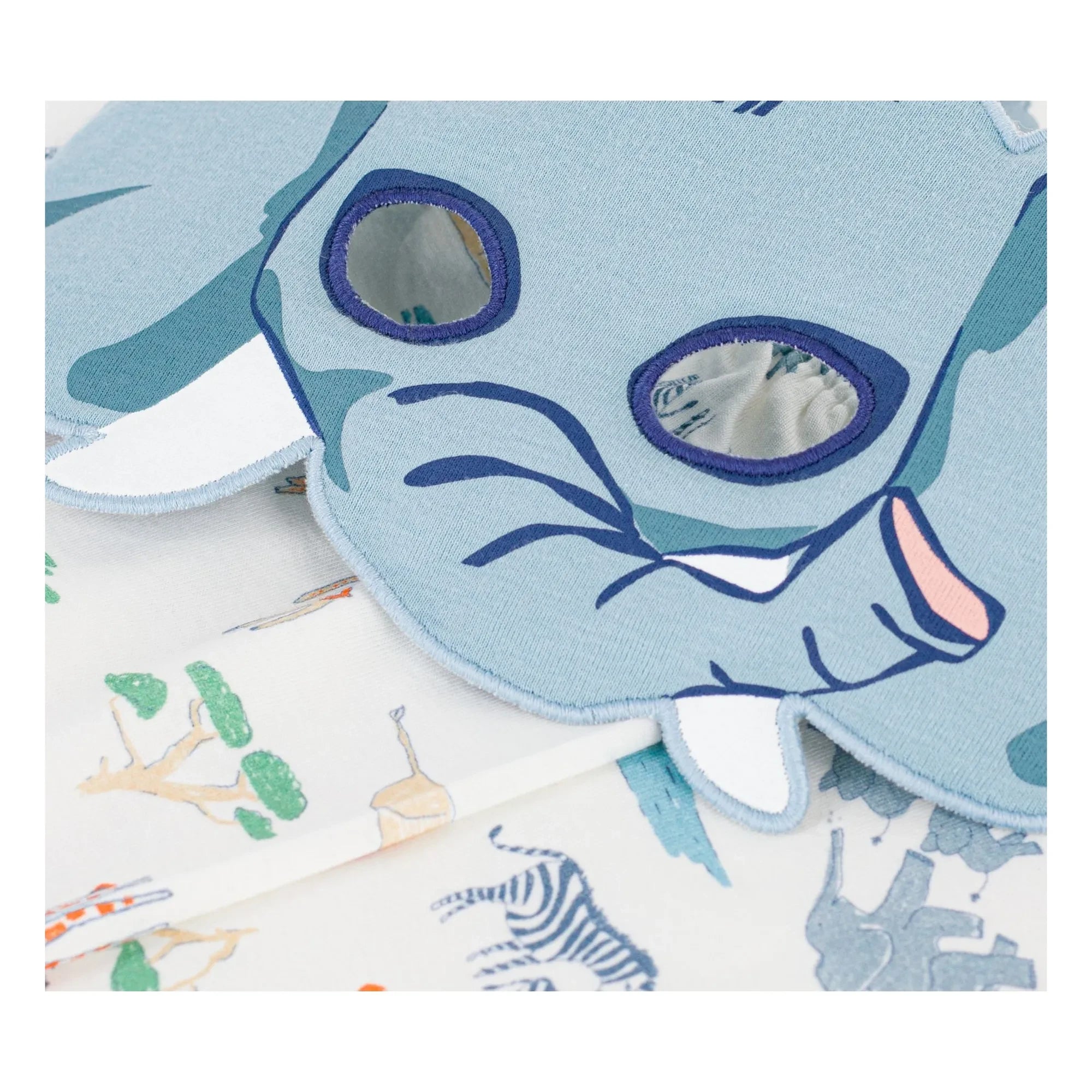Petit Bateau - Organic Cotton Safari Pajama Shorts and Mask Set | White