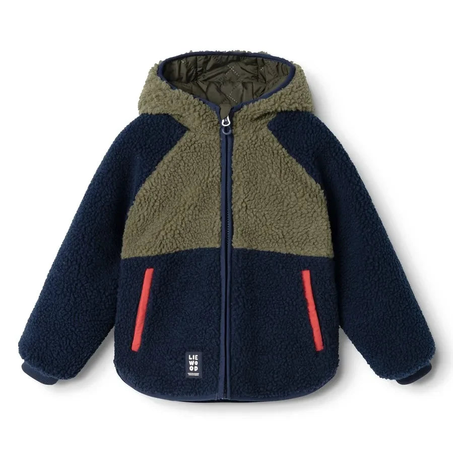 Liewood - Jackson Double-Sided Sherpa-Style Jacket Made from Recycled Fibers | Khaki