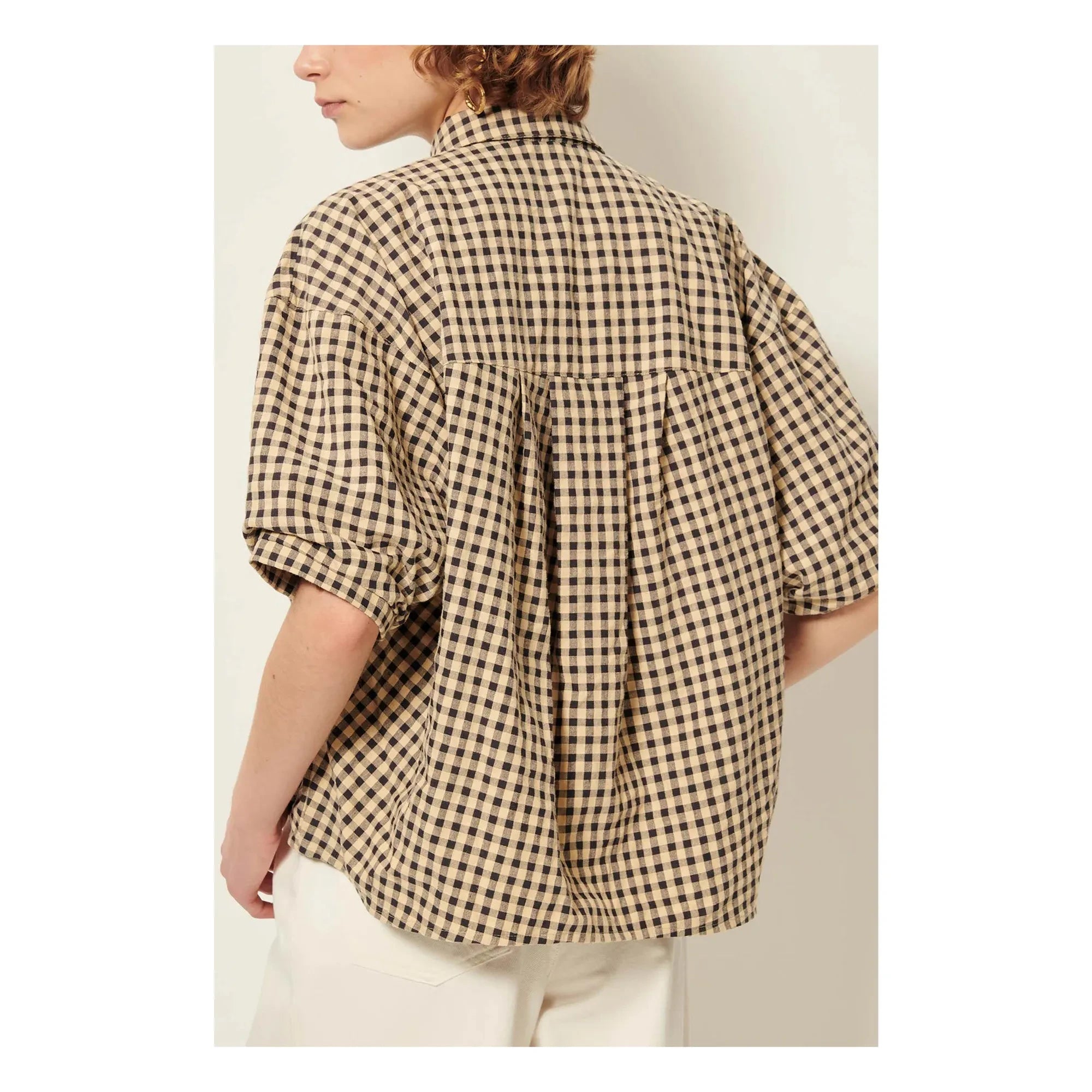 Sessùn - Florentina Cotton Checkered Shirt | Sand