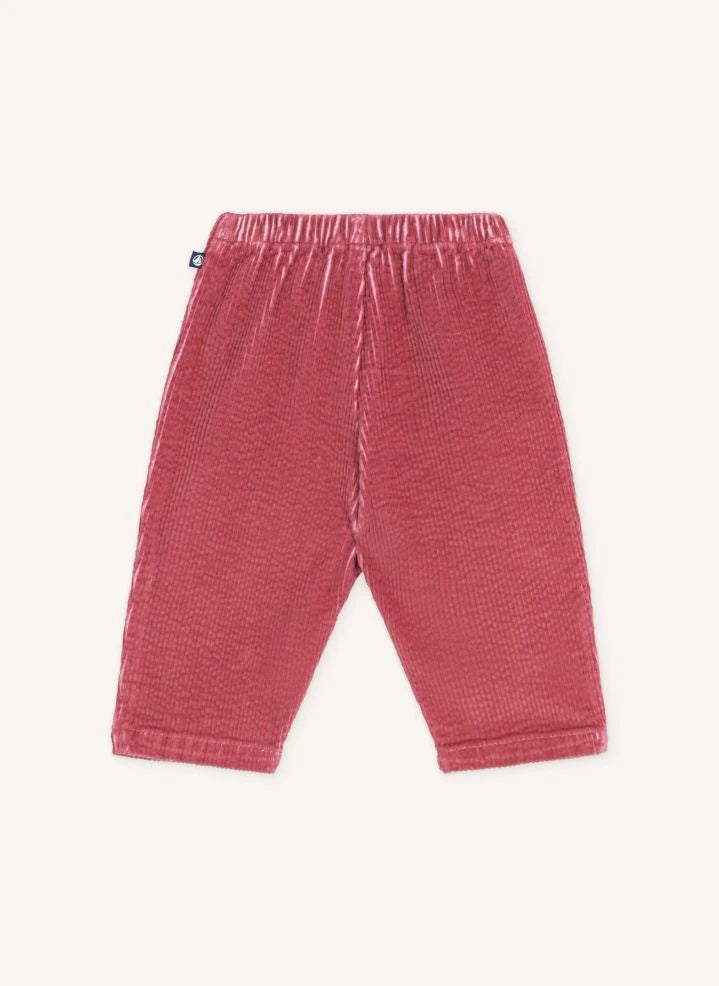 Petit Bateau - Organik Pamuk Kadife Bebek Pantolonu | Kırmızı
