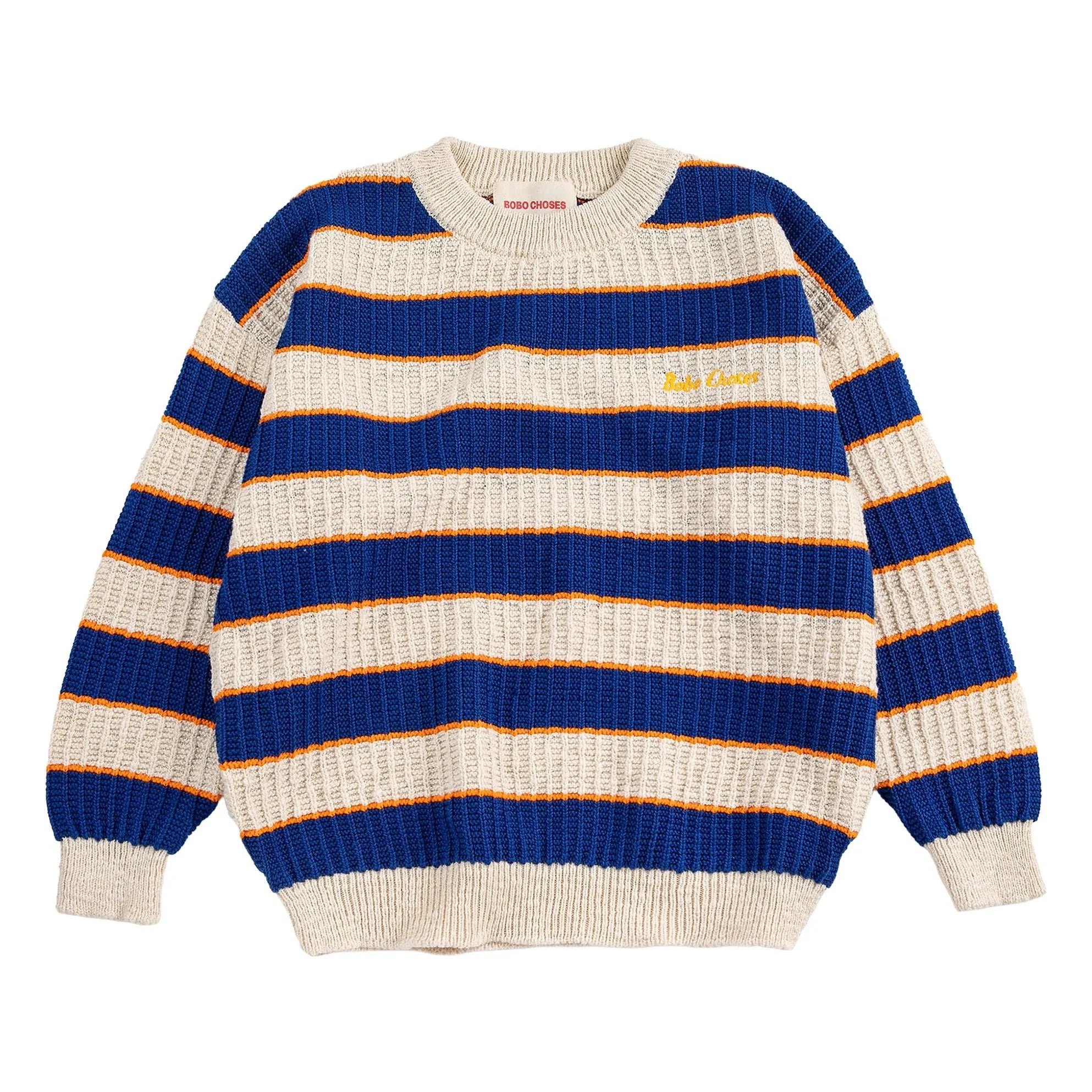 Bobo Choses - Striped Organic Cotton Sweater | Heather Beige