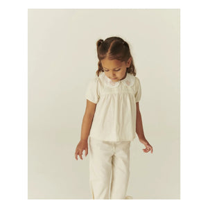 Copenhagen Colors - Ruffled Blouse Claudine Collar Organic Cotton | Cream