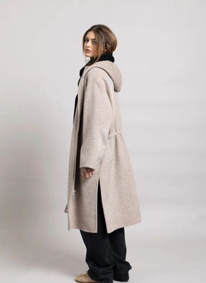 Smallable Woman - Equinoxe Wool Hooded Coat | Pearl grey