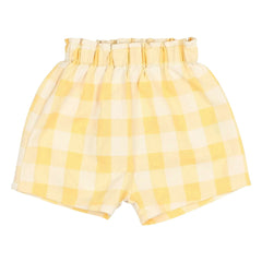 Búho - Sarı Gingham Seersucker Organik Pamuk Şort