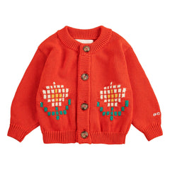 Bobo Choses - Organic Cotton Marguerites Baby Cardigan | Red